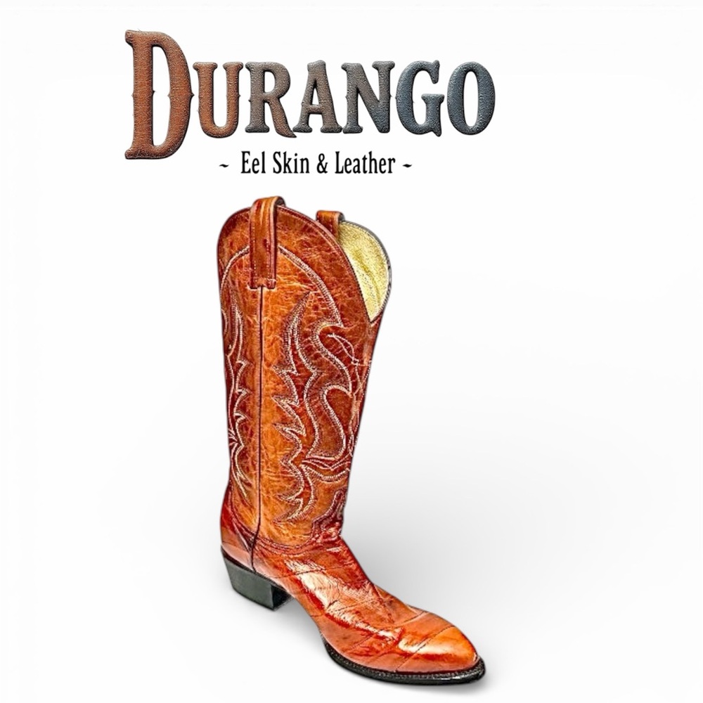 Durango Men’s Cowboy Boots 10.5 D Genuine Eel Skin & Leather Western Boots